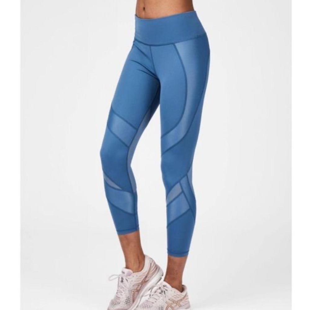 Sweaty Betty The Power Blue Mesh‎ Detail 7/8 Legging Size Large